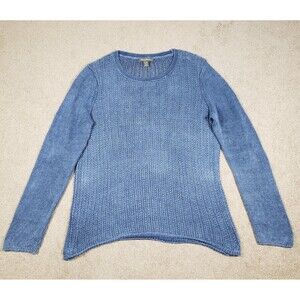 Tommy Bahama Women's Knit Sweater Size L See Through Asymmetrical Hem Blue